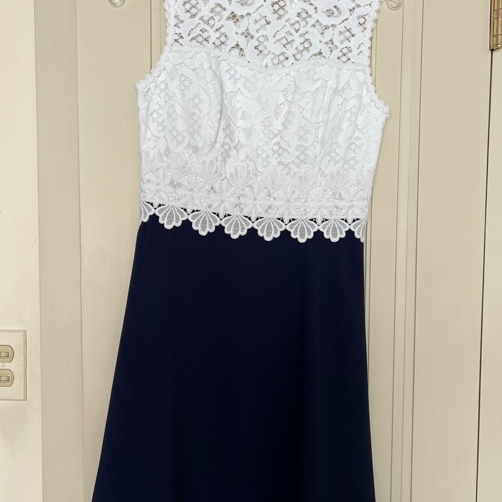 Elegant White and Black Lace Dress